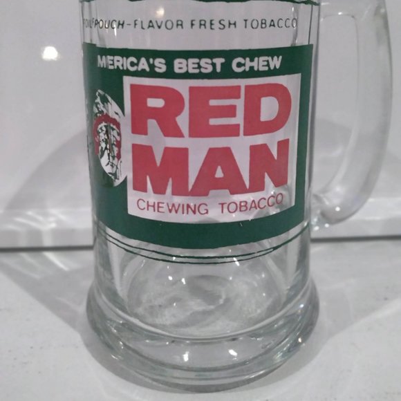 Vintage Redman Tobacco Chew Glass Beer Stein/Mug/Glass- RARE - Picture 2 of 4